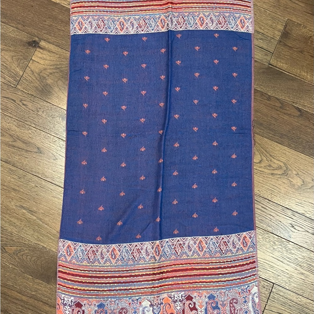 Bohemian Blue and Red Patterned Scarf